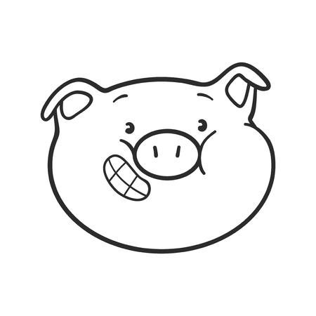 Emoji pig for coloring book. Emoticon iconのイラスト素材