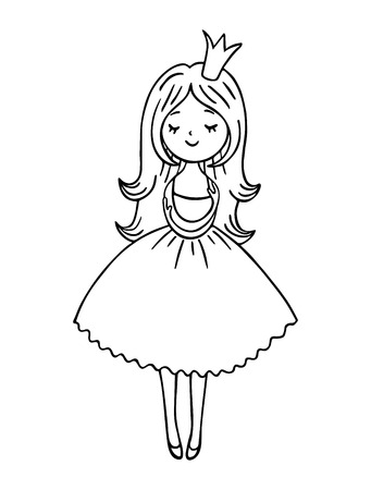 Cute little girl is cuddeling yourself. Vector isolated illustrationのイラスト素材