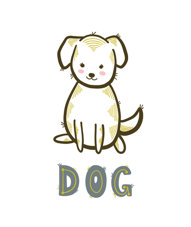 Cute little puppy dog. Vector isolated illustrationのイラスト素材