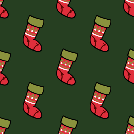 Vector winter pattern for decoration design with Christmas stocking. New year background decorationのイラスト素材