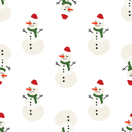 Vector winter pattern for decoration design with snowman on a light background. Winter background decorationのイラスト素材