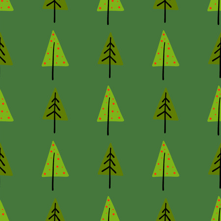 Vector pattern for decoration design with Christmas trees and pinesのイラスト素材