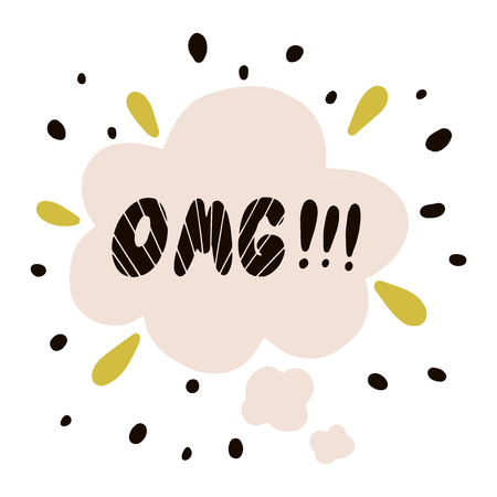 OMG text in a speech bubble. Brush calligraphy. Vector isolated illustrationの写真素材