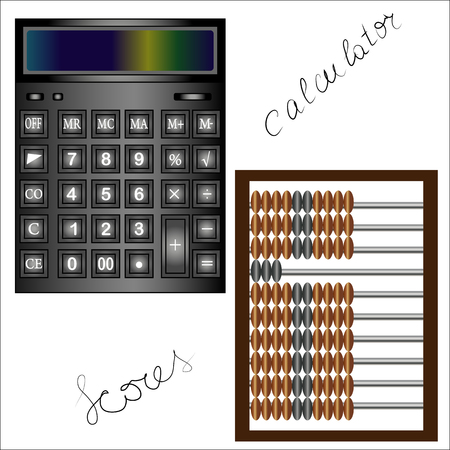 Black accounting calculator with advanced functions for calculations and scoresのイラスト素材