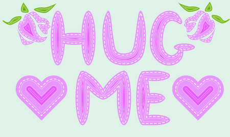 Give me a hug inscription with lines and patches.のイラスト素材