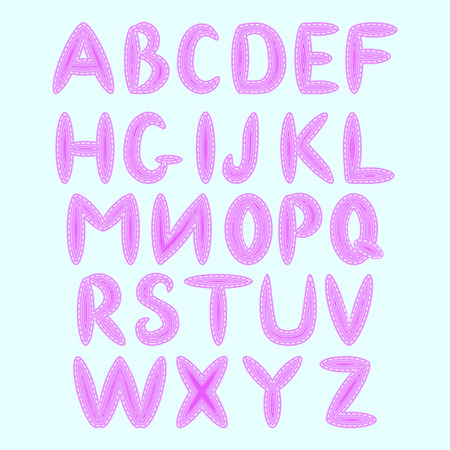 English alphabet, executed in the style of sewing, imitation of patches and seamsのイラスト素材
