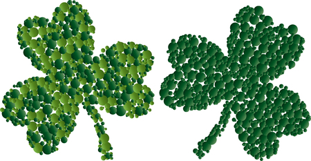 St. Patrick card with two green leaf clover consisting of circlesのイラスト素材
