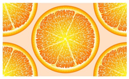 Pattern with ripe, bright, juicy, colorful, large slices of citrus orangeのイラスト素材