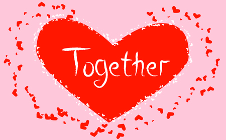 Together lettering in a red heart icon.のイラスト素材