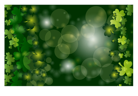 Greeting card of St. Patrick with sparkling green leaves of the clover and place for the text.のイラスト素材