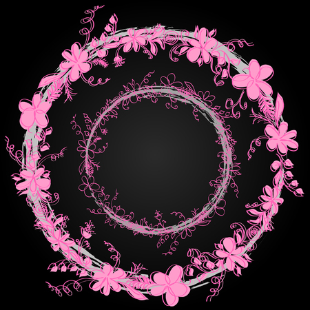 Spring greeting card flower wreath and lettering.のイラスト素材