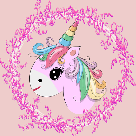 The cute magic Unicorn and fairy elements collection. Isolated vector illustration.のイラスト素材