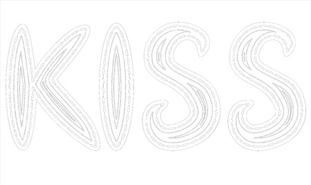 Coloring for adults and children withe inscription kiss.のイラスト素材