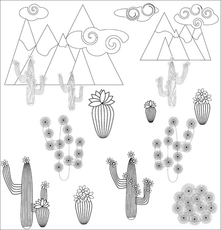 Coloring page of cartoon lama. Lama, coloring for adults and childrenのイラスト素材