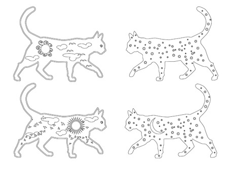 Coloring Page Outline Of cartoon fluffy cat. Coloring book for kidsのイラスト素材