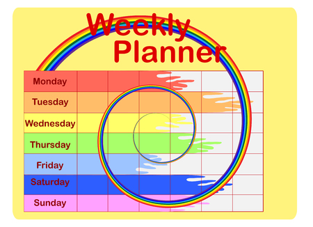 Weekly planner. Cute page for notes. Notebooks,decals, diary, school accessories. Cute romantic vector page.のイラスト素材
