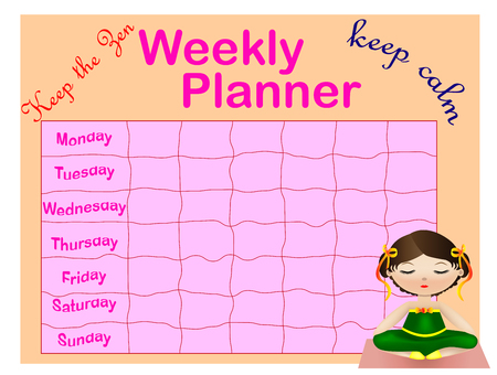 weekly planner, organizer for students cartoon illustrationのイラスト素材