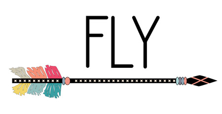 fly, arrow, tribal. inscription and decorative boho arrow.のイラスト素材