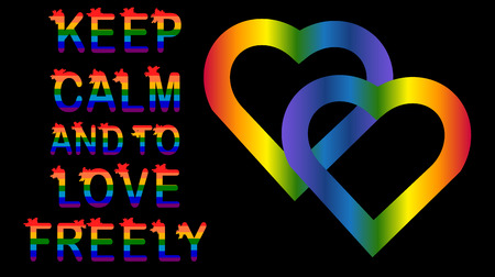 Keep calm and love freely, inscription rainbow letters LGBT conceptのイラスト素材