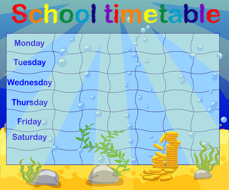 School timetable with marine themes, table, underwater worldのイラスト素材