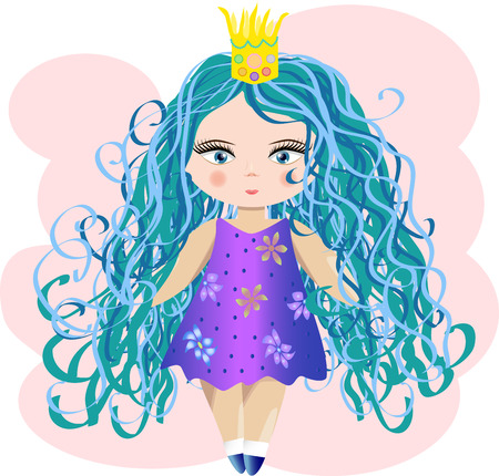 Cute little princess girl. Fashion illustration for kidsのイラスト素材