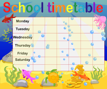 School timetable with marine themes, table, underwater worldのイラスト素材