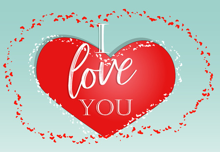 Happy valentine's day. Love card. inscription I love you on a red heartのイラスト素材