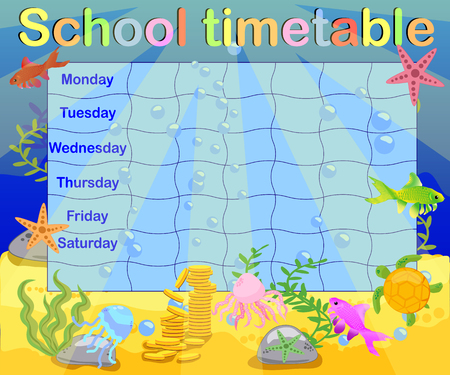 School timetable with marine themes, table, underwater worldのイラスト素材