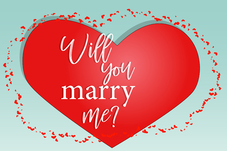 Happy valentine's day. Love card. inscription marry me on red heartのイラスト素材
