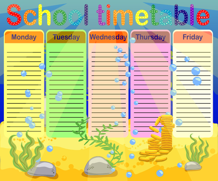 School timetable with marine themes table underwater world.のイラスト素材