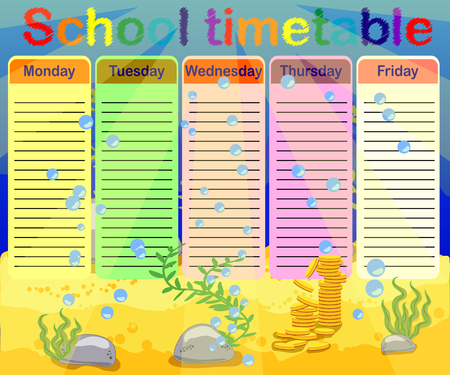School timetable with marine themes table underwater world.のイラスト素材
