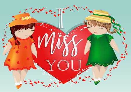 Happy valentine's day. A pair of girls on the background of the heart. The concept of same-sex lesbian love, a pair of two womenのイラスト素材