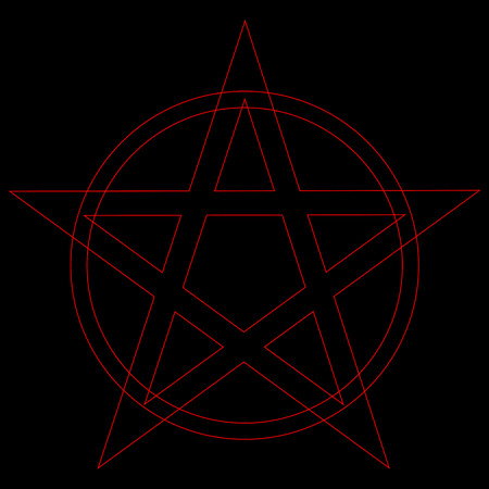 Pentagram or pentalpha or pentangle. dot work ancient pagan symbol of five-pointed star isolated....