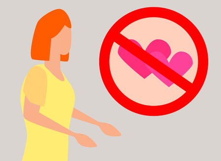 Woman thinks she does not want love, denial of love.のイラスト素材