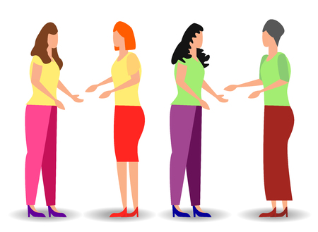 flat cartoon style, businessmen discuss social network, news, social networks, chat, dialogue speech bubblesのイラスト素材