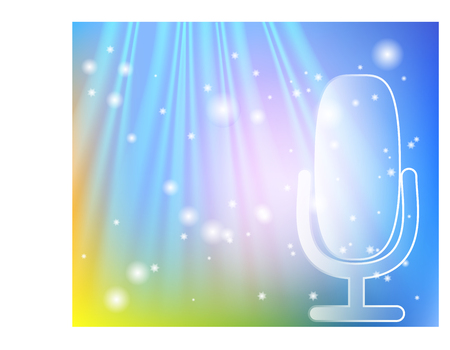 microphone on stage. Professional stand up theatre curtain broadcast mic conceptのイラスト素材