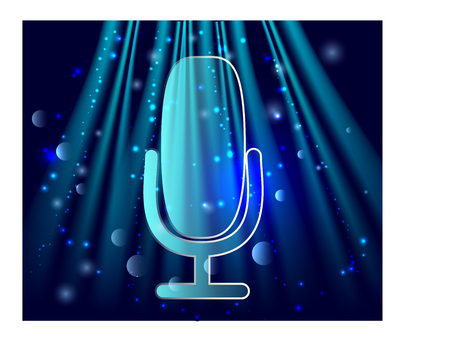 microphone on stage. Professional stand up theatre curtain broadcast mic conceptのイラスト素材