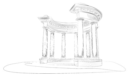 Sketch. Arbor with eight columns in the Doric style, Europe, Ukraine, Poltava. Rotunda of Friendship of Peoplesのイラスト素材