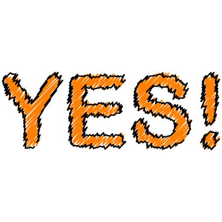 word yes. word pencil letters. color the word with a markerのイラスト素材