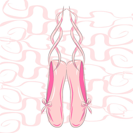 A set of ballet pointes shoes. Ballet shoes.のイラスト素材