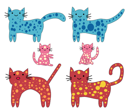 Set of cute cats in simple design for kid's greeting card design, t-shirt print, inspiration posterのイラスト素材