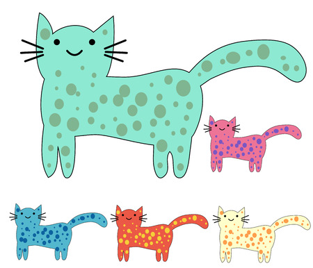 Set of cute cats in simple design for kid's greeting card design, t-shirt print, inspiration posterのイラスト素材