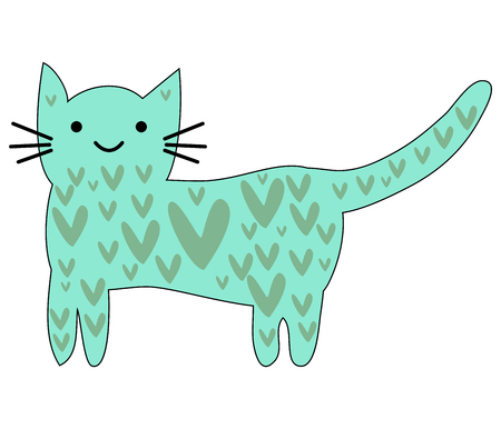 Hand Drawn Cute lovely cute cat. Children's design poster.のイラスト素材