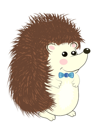 Cool little gray hedgehog in cartoon style wearing. cartoon emoticon pattern toy.のイラスト素材