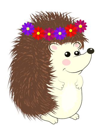 Cool little gray hedgehog in cartoon style wearing. cartoon emoticon pattern toy.のイラスト素材