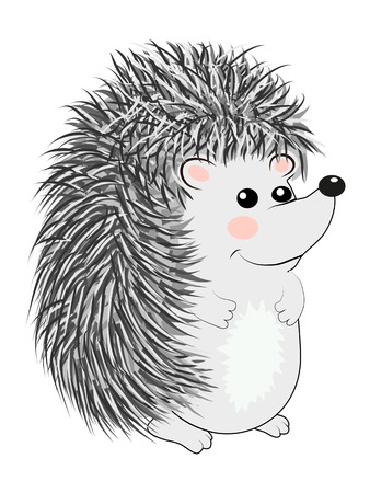 Cool little gray hedgehog in cartoon style wearing. cartoon emoticon pattern toy.のイラスト素材
