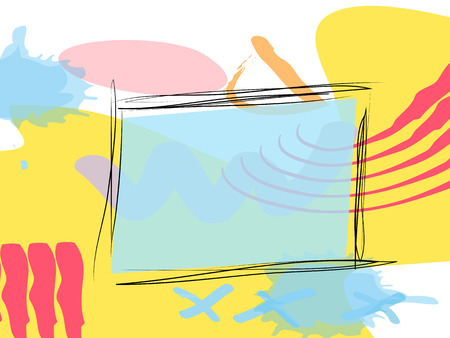 Memphis Style Poster Set. Fluid Color Backgrounds with Futuristic Elements. Flat style Abstractのイラスト素材