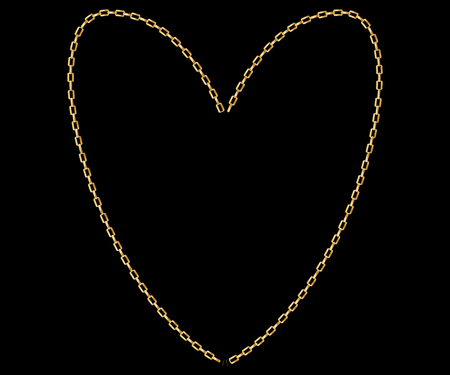 Thick golden chain - heart frame. Jewelry decoration.のイラスト素材