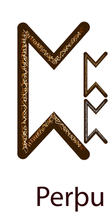 Rune Perth. Vertical projection. Scandinavian. Elegant gold and silver embossing on the surface, patternのイラスト素材