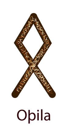 Rune Othilia. Vertical projection. Scandinavian. Elegant gold stamping on the surface, patternのイラスト素材